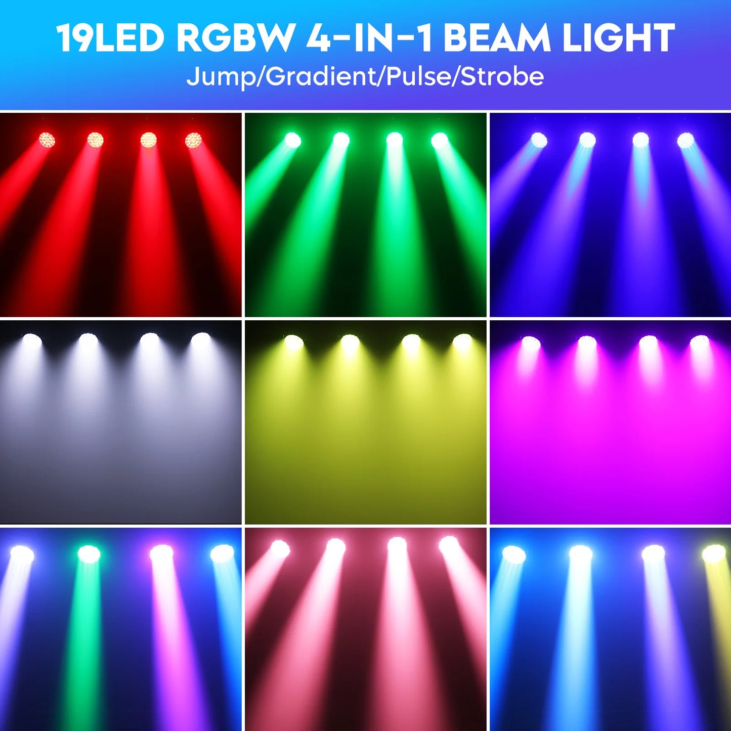 Somspot 19x15W LED Moving Head Lights RGBW Beam Stage Effect Lighting Projector Focusing Light Zoom Wash Lights for Disco Party