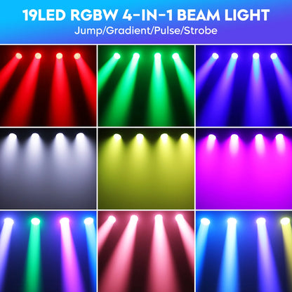 Somspot 19x15W LED Moving Head Lights RGBW Beam Stage Effect Lighting Projector Focusing Light Zoom Wash Lights for Disco Party