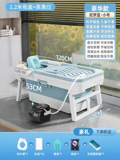 Portable Folding Bathtub for Adults hot Bath Spa Plastic Bathtubs Children Swimming pool Bucket Sauna Lid Cover House Bath Tub