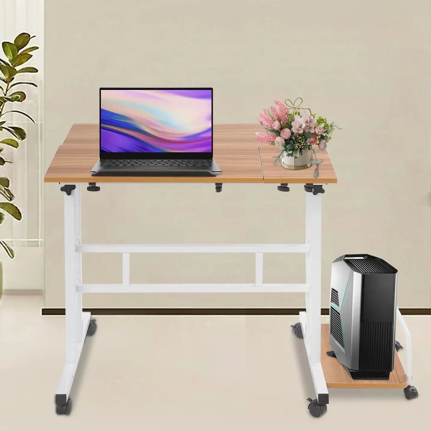Multi Functional Foldable Computer Desk Adjustable Portable Laptop Desk Modern Computer Desk Computer with Wheels for Work Study