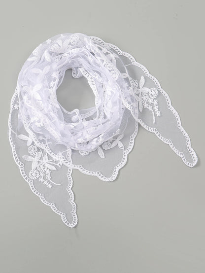 Wholesale French Lace Triangle Scarf Embroidered Flower Lace Scarf Small Shawl Crochet Head Scarf Headwraps Bandana For Women