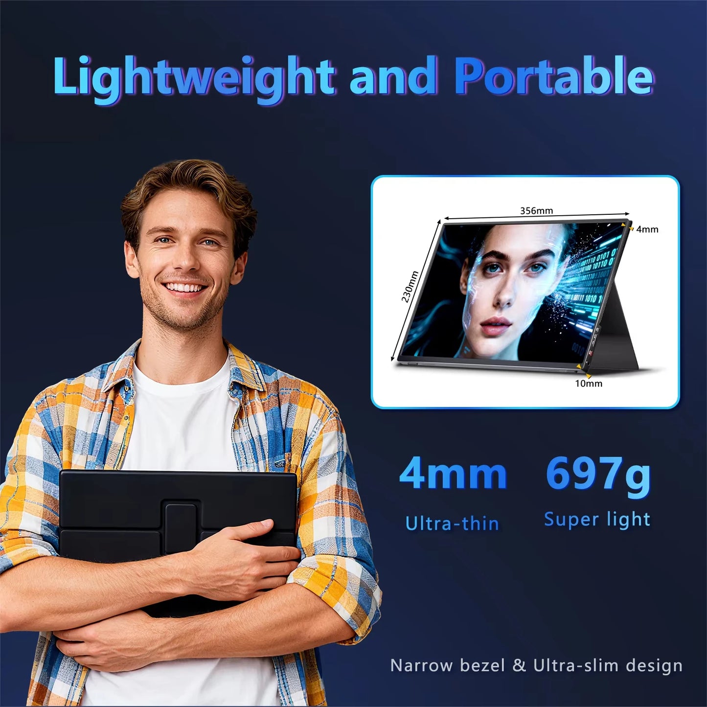KTHIN PG03 PRO 16 inch 2.5K Portable Display 2560*1600 HDMI 120Hz Type-C 144Hz Travel Gaming Screen for Laptop Switch Computer