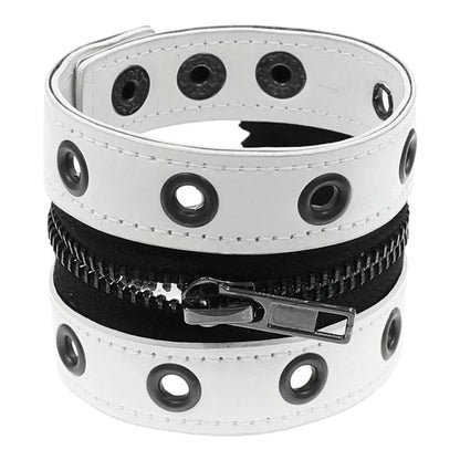 2025 Gothic Adjustable Pu Leather Bracelet Zipper Punk Rivet Wrap Bracelets Bangle Button Wristband Men Women Jewelry