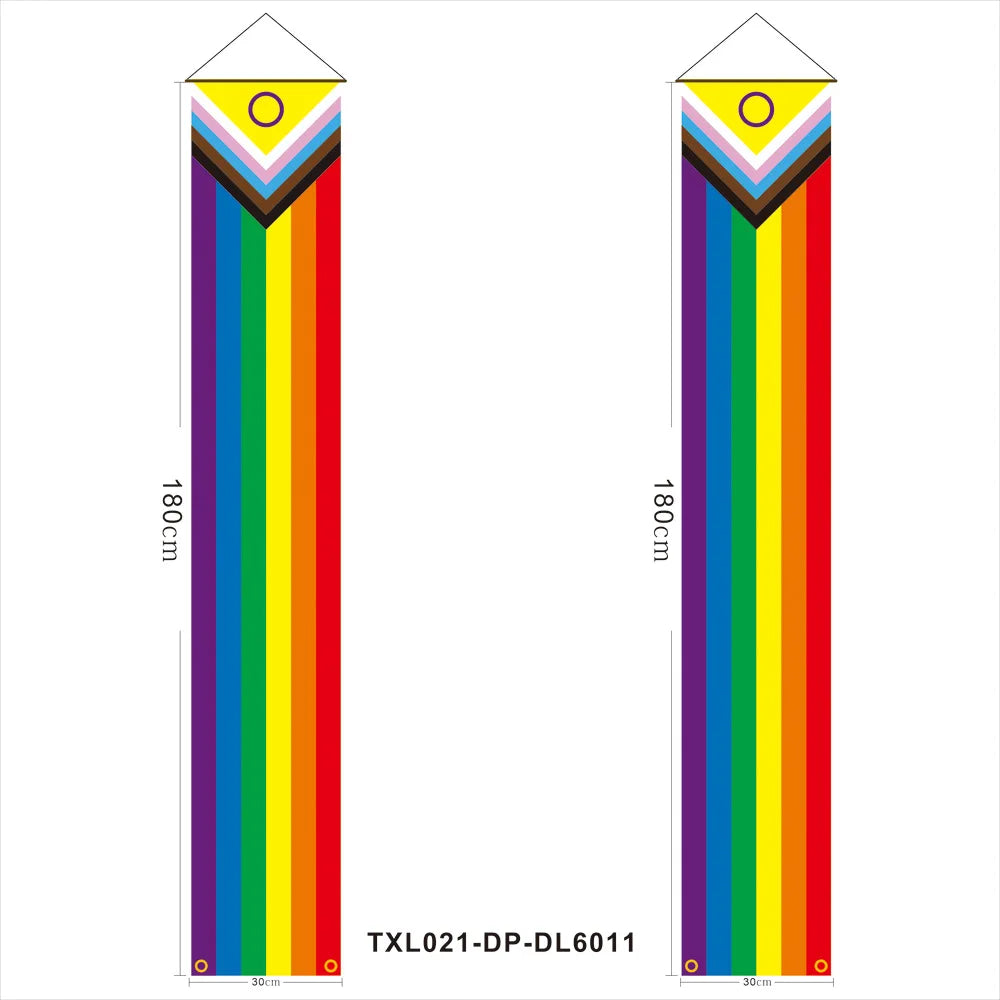 180cm Rainbow Flag Couplets LGBTQ Gay Pride Porch Hangings Outdoor Decorations Flags Lesbian Wedding Decor Banner