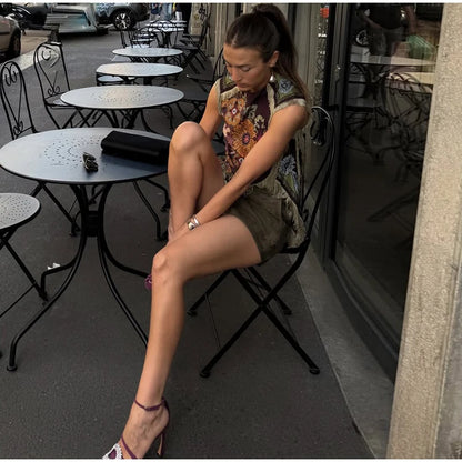 Fashion Tassel Printed Irregular Top Women Loose O-neck Sleeveless Patchwork Vest 2026 Summer Lady New Casual Beach Y2k Outfit