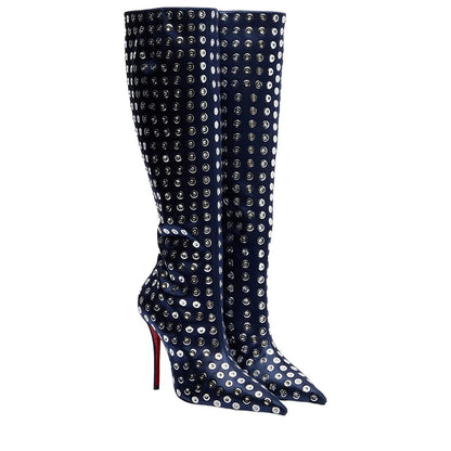 European andAmerican sexy suede leopardprint pointed stagewalking shoes,women's fashion slim high heels,side zipper banquetboots