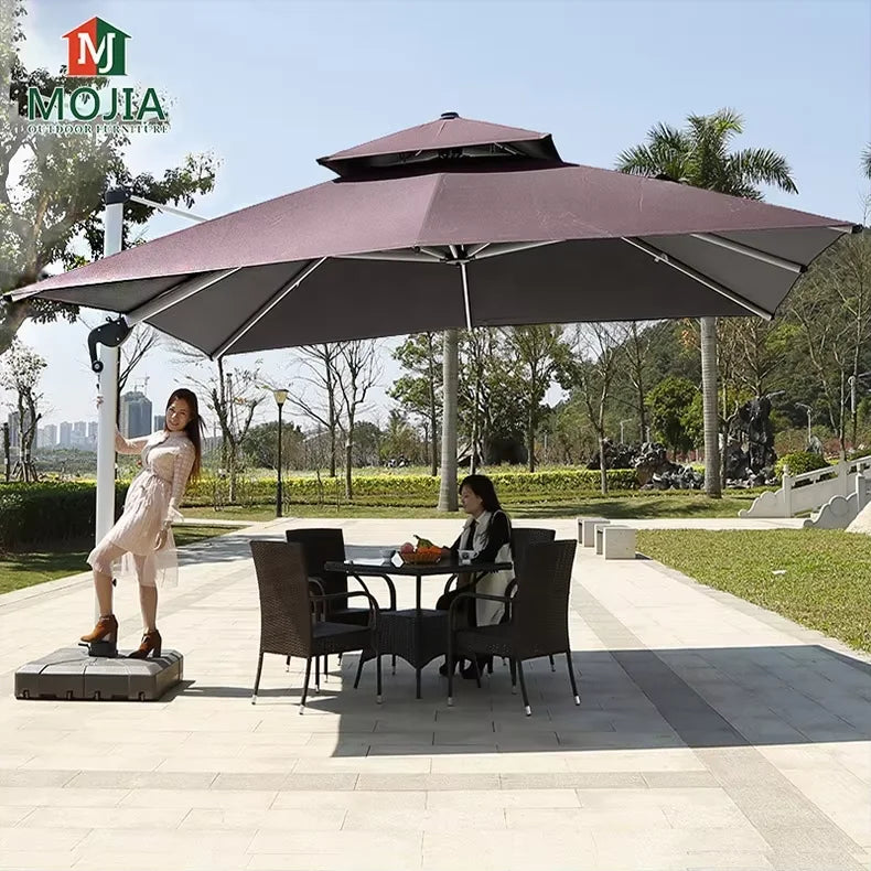 Outdoor Furniture Sunshade  Garden Umbrella Aluminum 3m square Offset Parasol 10 ft Cantilever Commercial Patio Umbrella & Bases