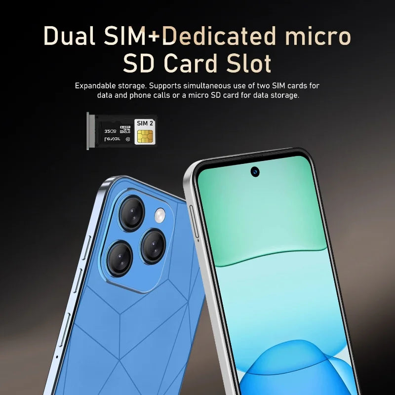 FUFFI Global Vision I16 Pro Smartphone 5G Android 5300mAH 12GB RAM 512G ROM 6.56Inch 1080x2640HD 24+48MP 4G Network Mobile Phone