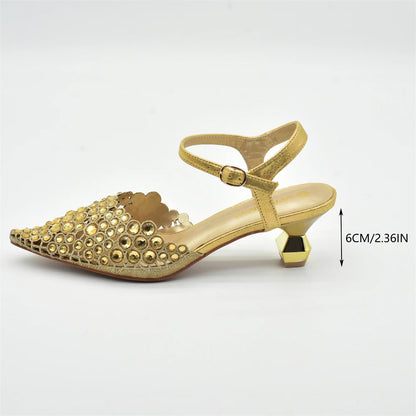 Ladies Shoe and Bag Set Latest Designers Luxury Italian Party Shoes and Bag Set for Women Rhinestone Wedding Bride Shoes Woman