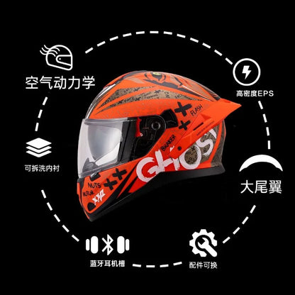 Motorcycle Helmet Anti-fog Dual Lenses Large Tail Full Face Helmets Men Women Motorbike Racing Helmets Casque Moto Casco