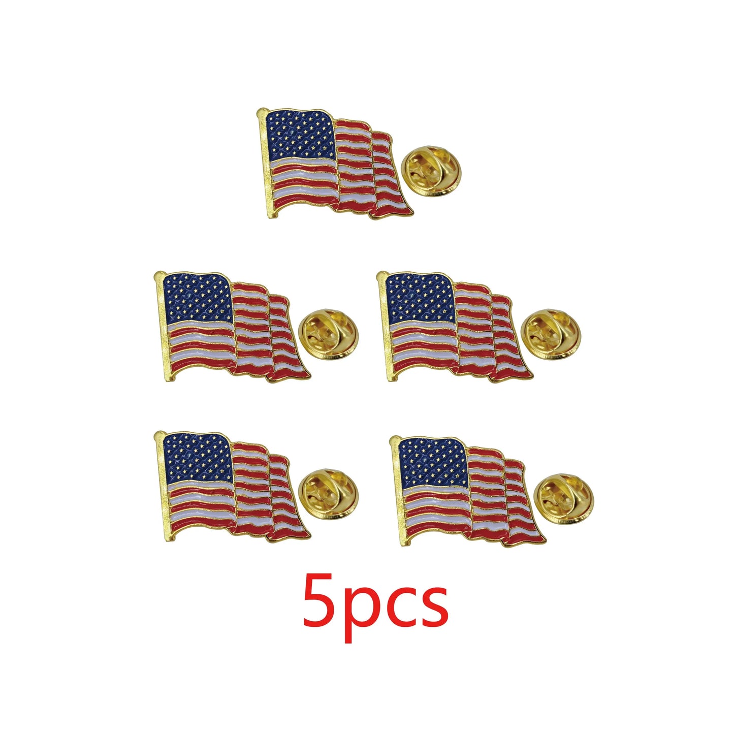 American Flag Pin Gold Plated Enamel Patriotic Waving USA Lapel Pin - Bulk Pack for Suit, Coats, Lanyards, Hats