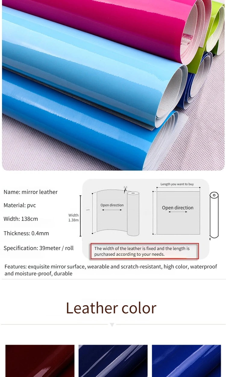 Pvc Patent Leather Fabric By The Meter for Jacket Skirt Bag Clothes Diy Sewing Cloth Waterproof Slightly Hard Wearable Glossy
