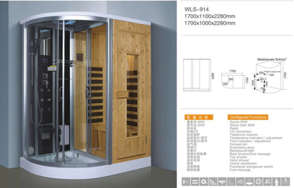 Ceiling light air enclosures wooden steam sauna and shower room bath