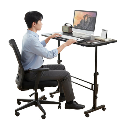 Standing Desk Adjustable Height Mobile Stand Up Desk with Wheels (Black)