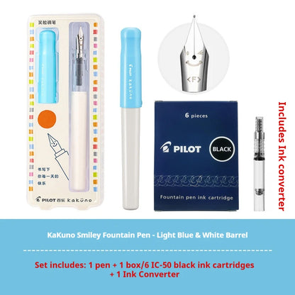 PILOT Kakuno Transparent Demo Student Fountain Pen,FKA-1SR Best for Practice,Calligraphy Available in EF/F/M Nibs Fun&Functional