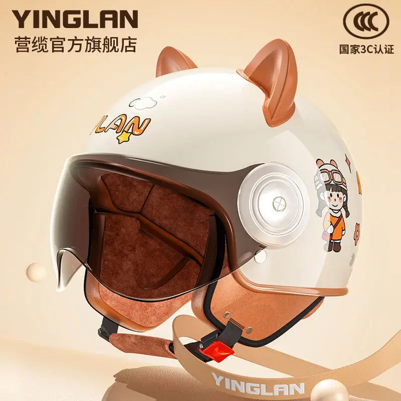 Winter Warm Women's Electric Car Helmet Four Seasons Motorcycle Safety Cap Full Face Helmet 3C Certified Abs Material