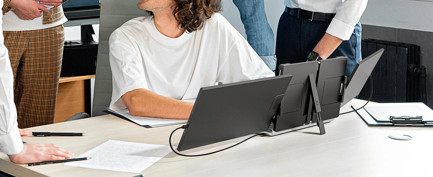 Dopesplay 15.6 inch Triple Screen Extender for Laptop Mini PC 1080 FHD IPS External Extension Portable Dual Monitor For MAC Wins
