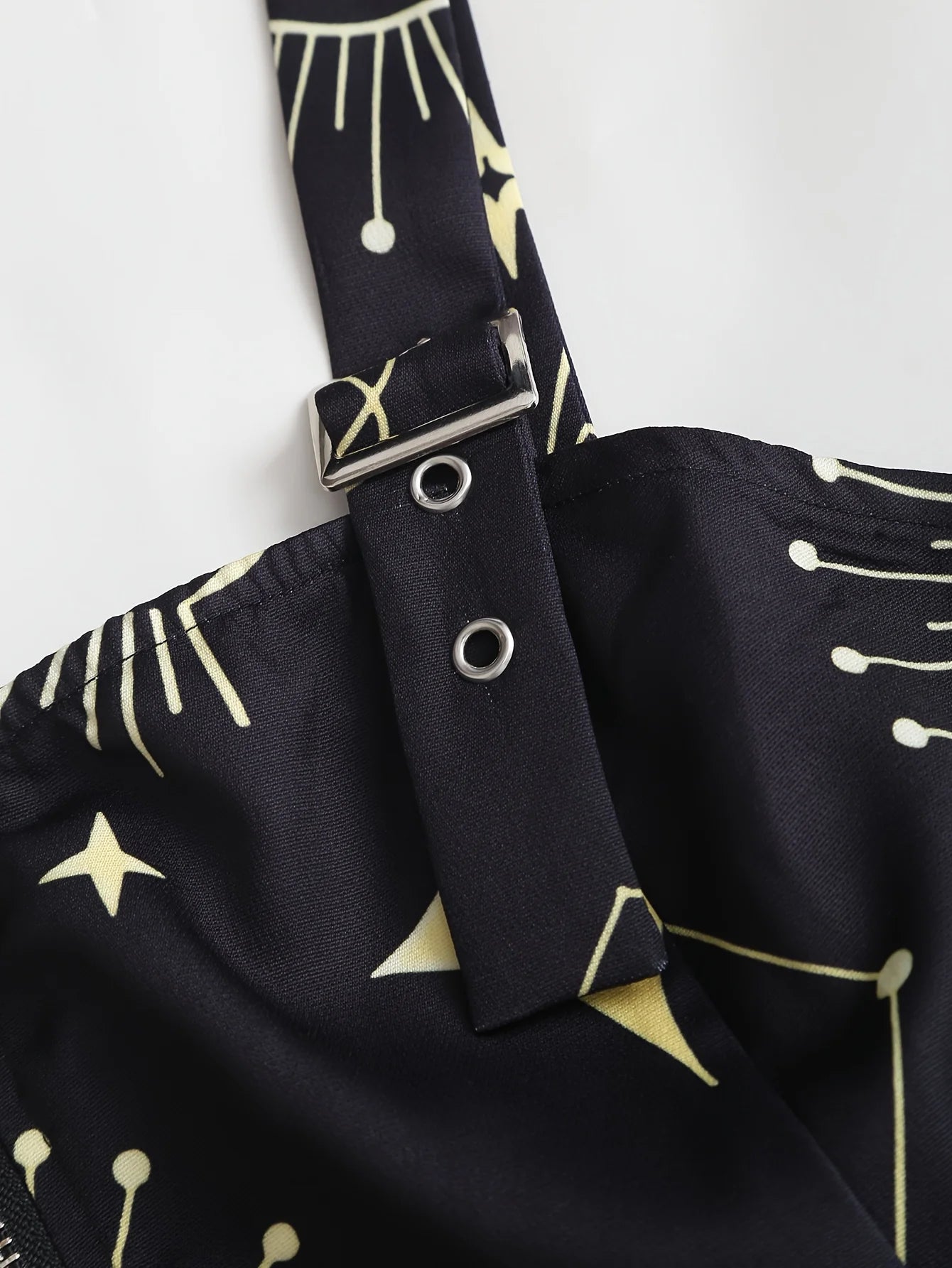 European and American trend oversized ladies slimming shoulder strap zipper full print skull pattern dress