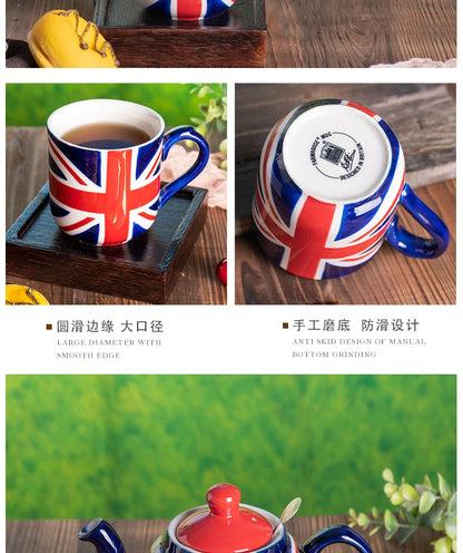 London Pottery Hand-painted flag Series 2 Cup Teapot British 600ml Ceramic Teapot with Stainless Infuser for Loose Tea Tea Set