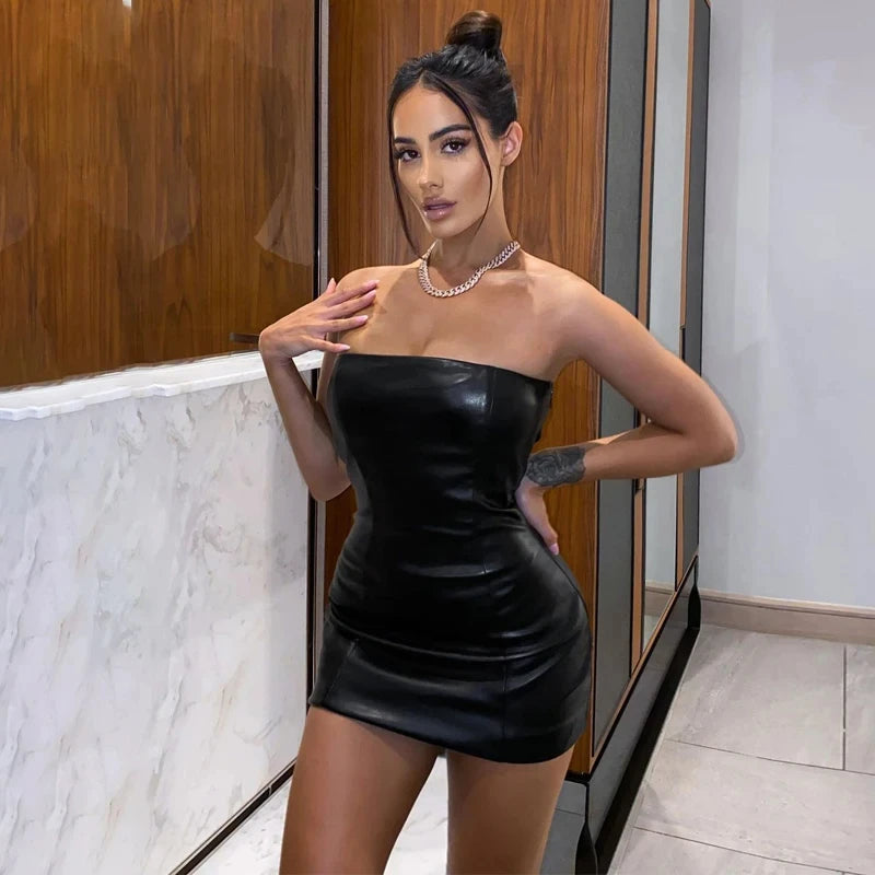 Hawthaw Women Fashion Party Club Streetwear Bodycon Black Mini Dress 2024 Summer Clothes