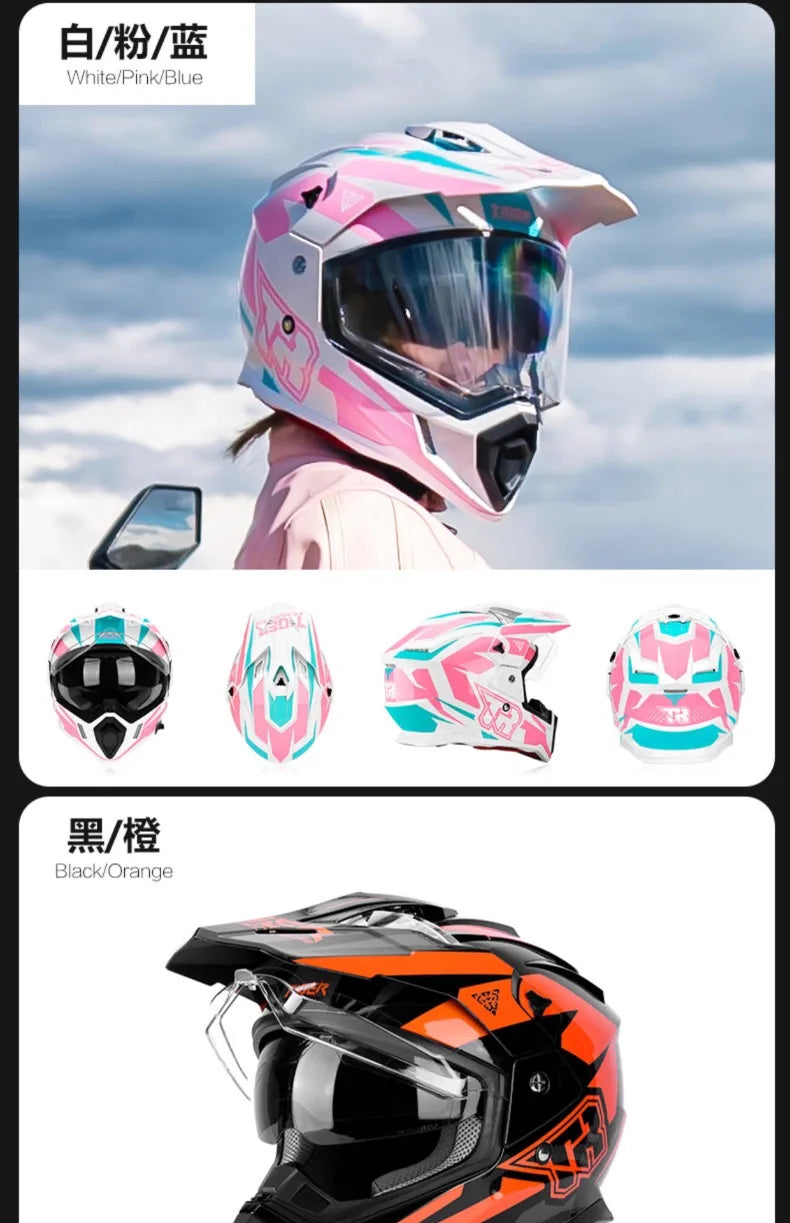 Tiger JTO1 Adventure Motorcycle Helmet Dual SunVisor Helmet Size S-3XL Off-road Casco Moto Highly Breathable For  ADV Long Rides