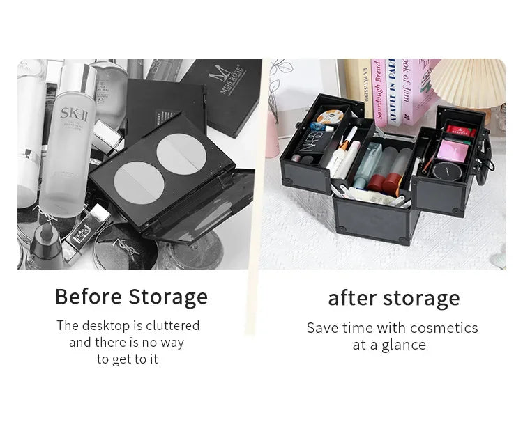 Large Capacity Three-Layer Aluminum Alloy Makeup Artist Tool Box Tattoo Cosmetics Nail Art Storage Box Beauty Pure Color Metal S