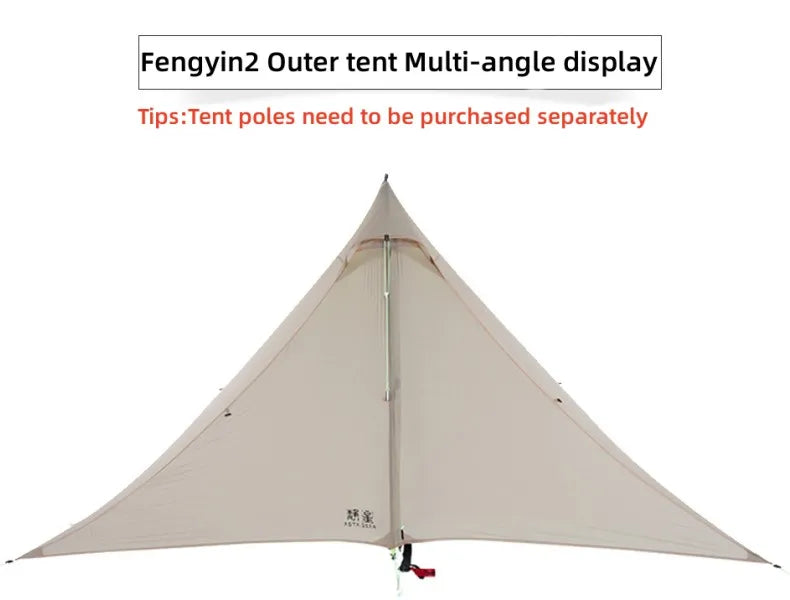 ASTA GEAR Fengyin2 Pyramid Tent Outdoor Ultralight 20D nylon Tent Camping Windproof Hiking Backpacking