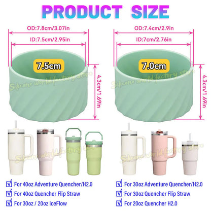 SW 40oz/30oz Silicone Cup Bottom Cover for Stanley Adventure Quencher Tumbler for IceFlow Flip Straw Water Bottle Sleeve 7.5/7CM