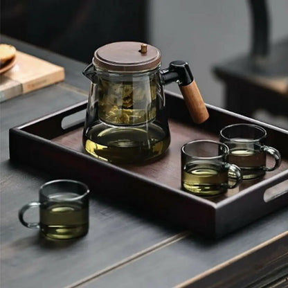 Creative Tea separation Glass Teapot 650ML Heat Resistant Lazy Kungfu Drip Teapot Transparent Press Control