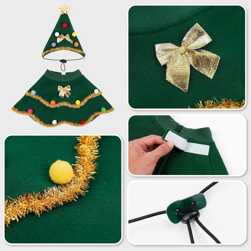 Dog Christmas costume, puppy Christmas cloak costume, cute cat costume, Christmas role-playing party