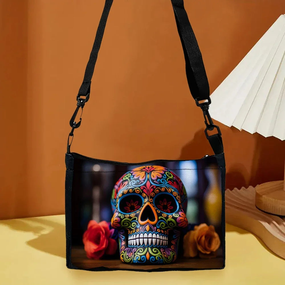 Stylish Skull Print Crossbody Bag Shoulder Bags Large Capacity Women Handbag Portable Storage Bag Messenger Bag Gift