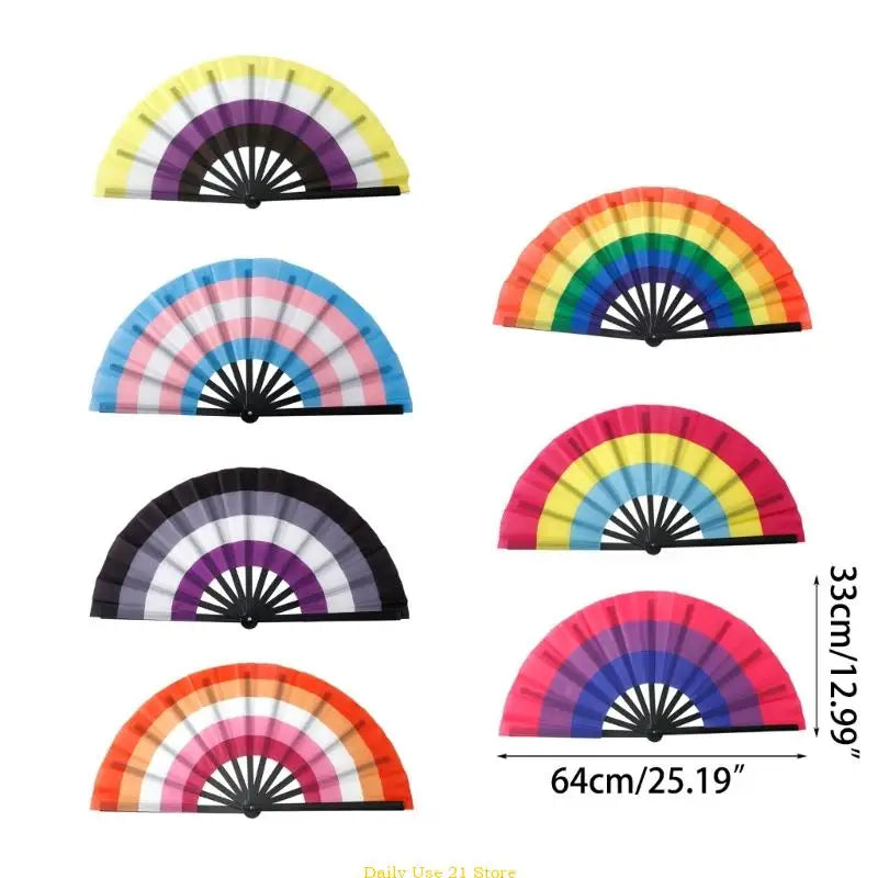 Rainbows Folding Fan Colourful Fan LGBTs Gay Prides Party Summer Music Festival