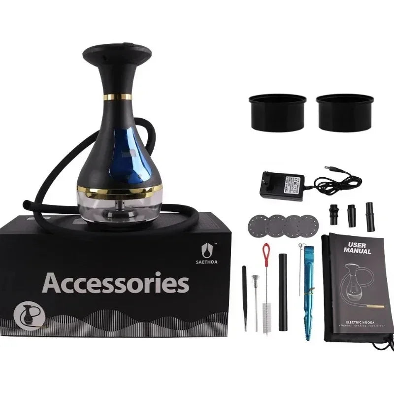 Smart Electric Hookah Shisha Set Portable Travel Electronic Hookah High Quality Shisha with LED Display