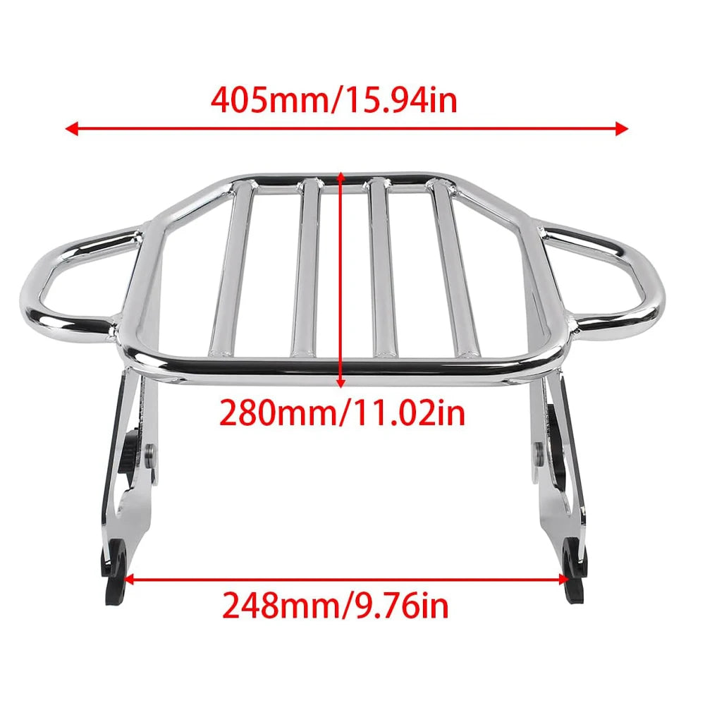 Motorcycle Chrome Two-Up Detachable Luggage Rack For Touring Electra Glide Road Glide Street Glide CVO Road King 2009-2024