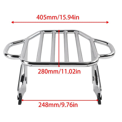 Motorcycle Chrome Two-Up Detachable Luggage Rack For Touring Electra Glide Road Glide Street Glide CVO Road King 2009-2024