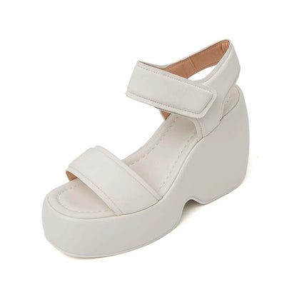 Krazing Pot 2026 Comfort Sheepskin Superstar High Thick Bottom Summer Shoes Casual Slingback Luxury Brand Platform Women Sandals