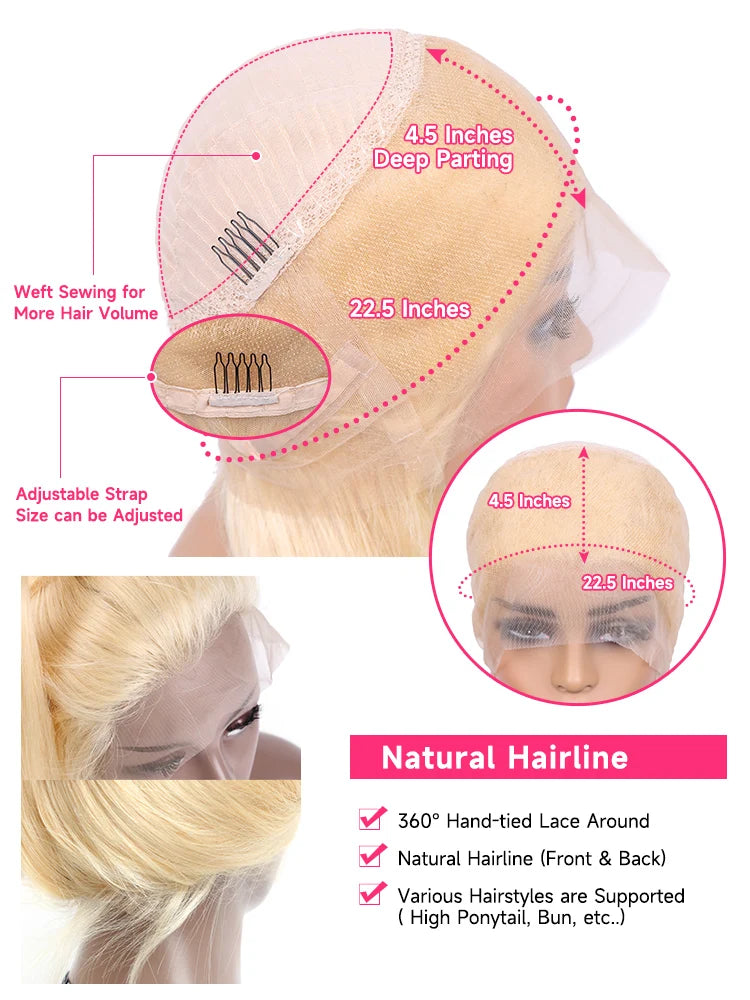 613 Honey Blonde 360 Lace Wigs Human Hair Pre Plucked Body Wave Lace Front Wig 13x4 13x6 Lace Front Frontal Wigs for Black Women