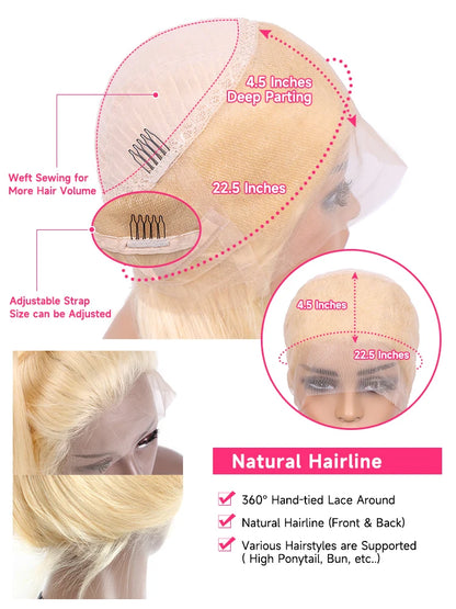 613 Honey Blonde 360 Lace Wigs Human Hair Pre Plucked Body Wave Lace Front Wig 13x4 13x6 Lace Front Frontal Wigs for Black Women