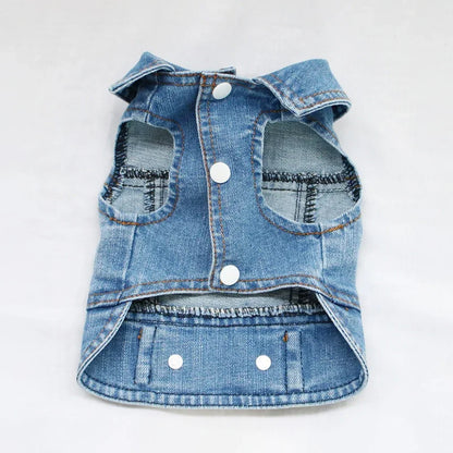 Cool Dog Jeans Jacket for Small Medium Dogs, Fashion Puppy Clothes for Chihuahua Yorkie Poodle Apparel