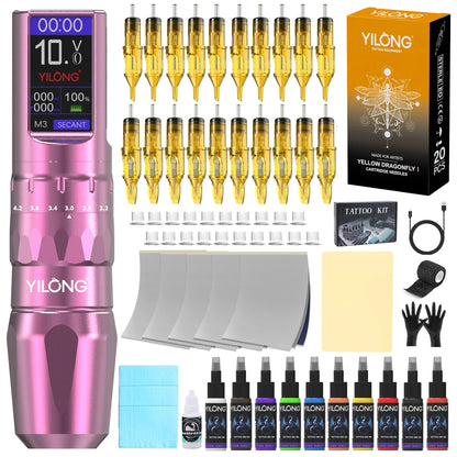 Yilong Tattoo Supplies High Quality Tattoo Pen Kits For Permanent Makeup Tattoo Machine Tattoo Power Supply Tattoo Gun Kit