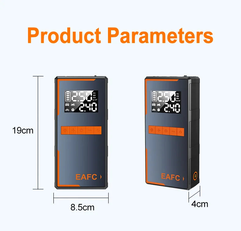 2025 Newest All-in-One Car Emergency Jump Starter & Air Pump 1200A Peak 150PSI Tire Inflator with LED Light & Power Bank