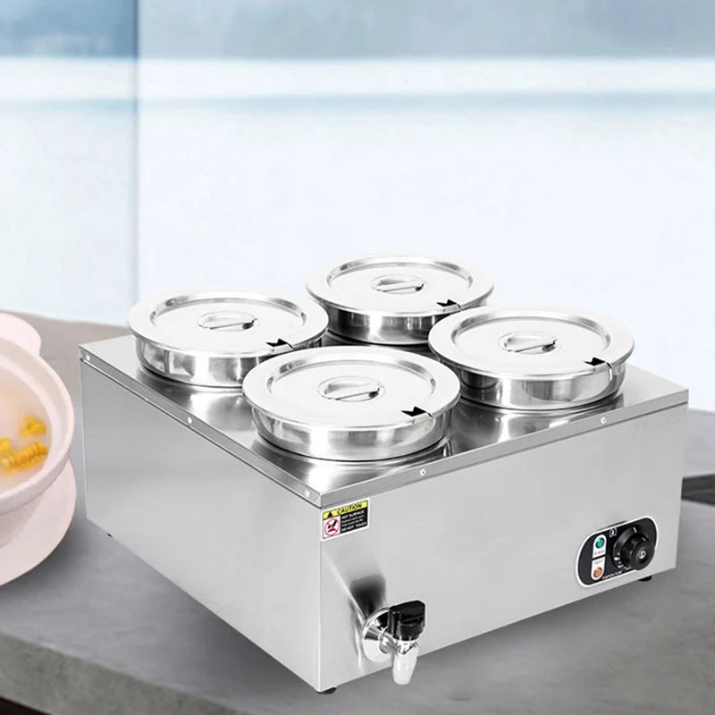 Commercial Soup Warmer Restaurant Kitchen Equipment Insulated Soup Kettle Buffet Food Warmer With 4Pots 7L For Catering 110/220V