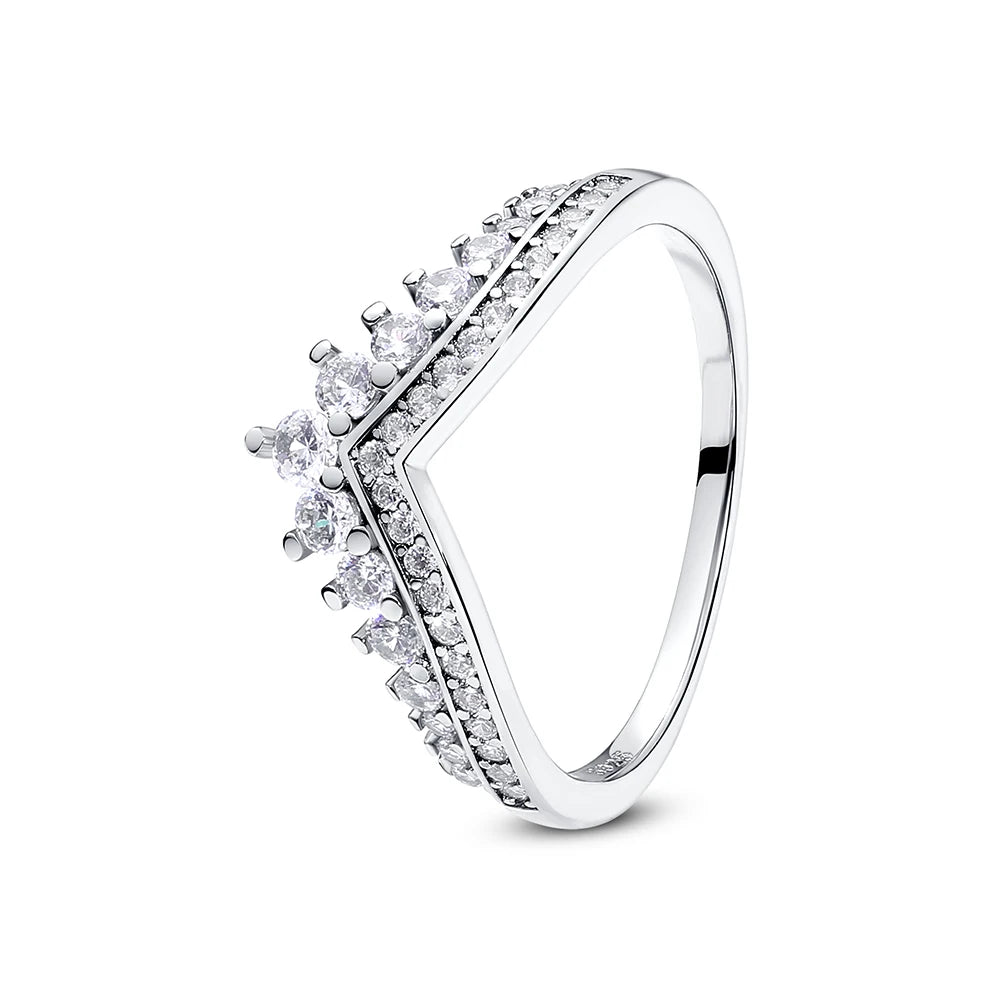 Original 925 Sterling Silver Ring Love Heart Pave CZ Crystal Stackable Rings For Women Wedding Engagement Birthday Gift Jewelry