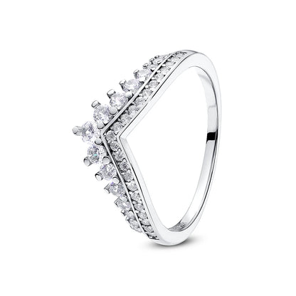 Original 925 Sterling Silver Ring Love Heart Pave CZ Crystal Stackable Rings For Women Wedding Engagement Birthday Gift Jewelry