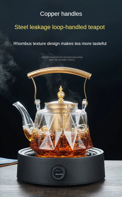 Glass Beam Pot Flower Tea Pot Health Pot Heat Resistant Glass Teapot With Strainer Infuser Teapot to Boil Water Kettle Gaiwan
