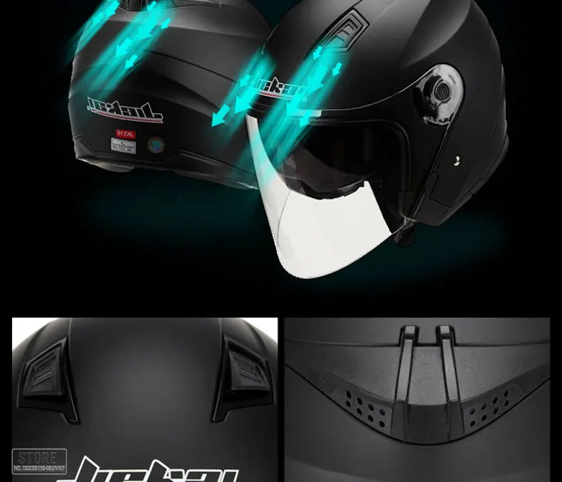 JIEKAI Motorcycle Half Helmet Men Dual Lens Scooter Moto Casco Village Riding Capacete De Moto Motocross Helmets