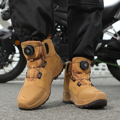 Motorcycle Riding Boots Waterproof Cowhide Leather Breathable Anti-Slip Wear-Resistant Touring Moto Shoes for Men Women