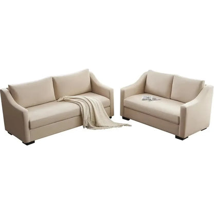 [New Arrival, Discounted Price!]Couch,Comfy Sofa Couch with Slope Armrests, 2 Piece Set Extra Deep Seat Sofa for Living Room, Ap