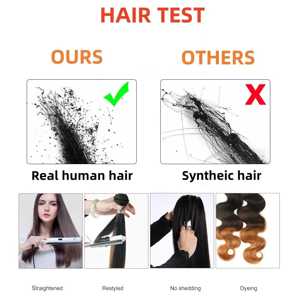 Water Wave Glueless Wigs Wear And Go 3 IN 1 Half Wigs Human Hair 200% Density Machine Made Clip-in Wigs With Drawstring Seamless