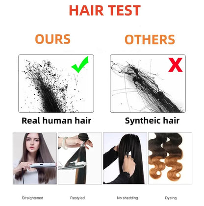 Water Wave Glueless Wigs Wear And Go 3 IN 1 Half Wigs Human Hair 200% Density Machine Made Clip-in Wigs With Drawstring Seamless